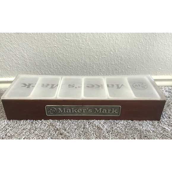 Makers Mark Bar Condiment Caddy 6 Trays Wood Metal Plastic - Picture 1 of 5